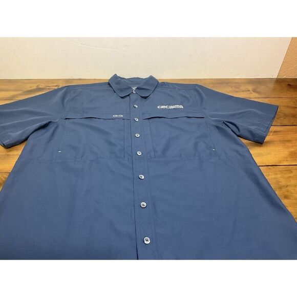 Game Guard Shirt Mens L Blue Outdoor Vented Button Pocket Fishing Performance - Picture 3 of 10